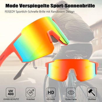 FEISEDY Sportovní sluneční brýle Pánské cyklistické brýle Dámské zrcadlové B0177 Červené zrcadlové