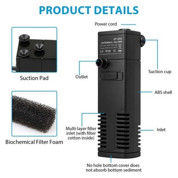 Akvarijní filtr, akvarijní čerpadlo 40 l, vnitřní akvarijní filtr 200 l/h