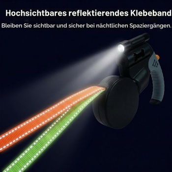 Dvojité zaťahovacie vodítko pre psov 3 m pre 2 psy, rolovacie vodítko s LED svetlom, otočné o 360 °,