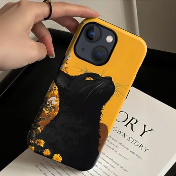 Púzdro na telefón Tawarror pre iPhone 15, ochranné púzdro 2 v 1 s roztomilou mačkou, silikónové