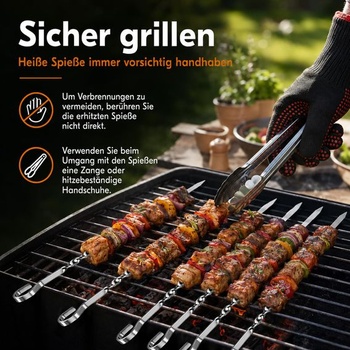 40 nerezových špízov na grilovanie 30 cm – opakovane použiteľné špízy na šiš kebab
