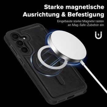 Puzdro na telefón pre Samsung Galaxy S25, koža vyrobená v Nemecku, magnetický slot a slot pre RFID