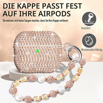 Puzdro pre AirPods 5 a AirPods 4, kamienky, trblietavé ružové zlato, Airpod 5/4 ružové zlato