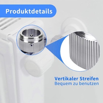 2 ks adaptérov pre vykurovací ventil z nerezovej ocele 304, jeden kľúč, termostatická hlavica pre