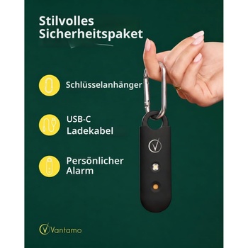 Osobný alarm Vantamo 130 dB, čierny