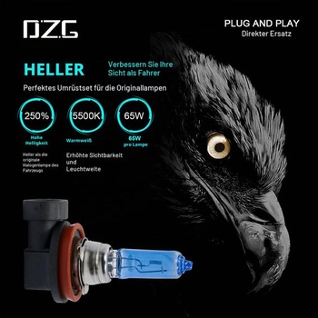 DZG - Halogénové žiarovky H9 12V 65W Žiarovky do svetlometov 5000K Teplá biela Žiarovka do hmlových