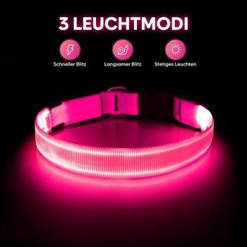 Illumifun dobíjecí LED obojek pro psy, vodotěsný svítivý obojek pro malé i velké psy, světla pro