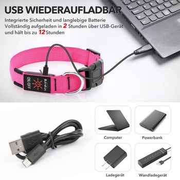 Illumifun dobíjecí LED obojek pro psy, vodotěsný svítivý obojek pro malé i velké psy, světla pro
