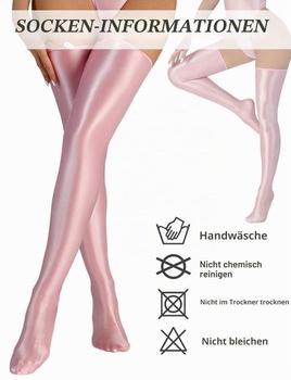Dámske lesklé mastné pančuchy Happy Cherry s elastickým pásikom nad stehná, ružové