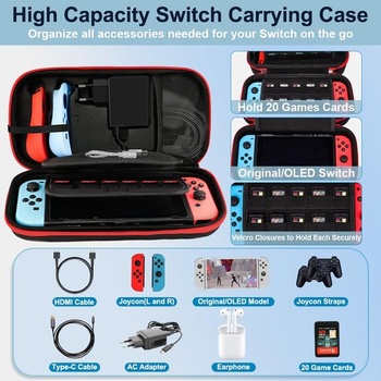 Aolso Switch kompatibilný s modelom Nintendo Switch/OLED, pevné puzdro na prenášanie Switch,