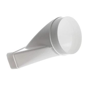 Ø 125 mm – 220 x 55 mm Adaptér pro kulaté na obdélníkové trubky – PVC Ø 125 mm-220x55 mm Dlouhý