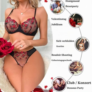 ROSVAJFY Sexy spodná bielizeň pre ženy, kvetinovo vyšívaná sieťovina, 2dielna sada spodnej bielizne,