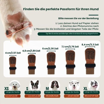 Protišmykové ponožky pre psov Kuoser, nepriepustné, 2 páry, hnedé XS, hrdzavo hnedé