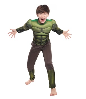 Detský kostým Svalnatý Hulk s maskou 110-122 M