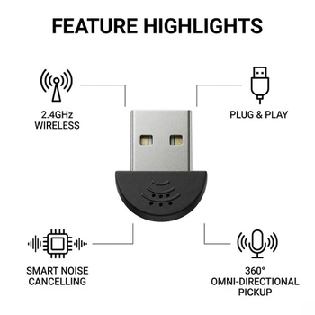 Bezdrátový USB mikrofon pro PC, notebook, domácí kancelář, Zoom, Teams; Bezdrátový mini mikrofon s