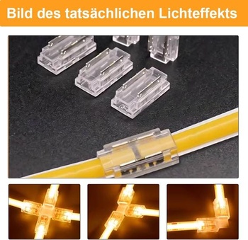 20dielne 2pinové 8mm LED konektory Silkwish – COB/SMD konektory pre LED pásky, 2pinové rohové