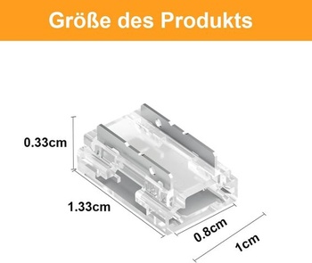 20dielne 2pinové 8mm LED konektory Silkwish – COB/SMD konektory pre LED pásky, 2pinové rohové