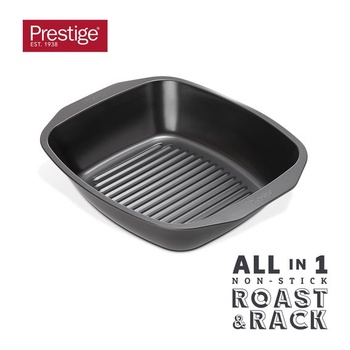 Prestige Large Roaster – Plech s nepriľnavým povrchom a integrovaným pekáčom, 42 x 34,5 x 9 cm,