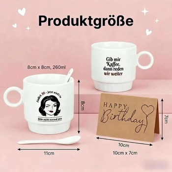 Dárek k 30. narozeninám pro ženy – personalizovaný keramický hrnek na kávu, 260 ml, včetně lžičky a