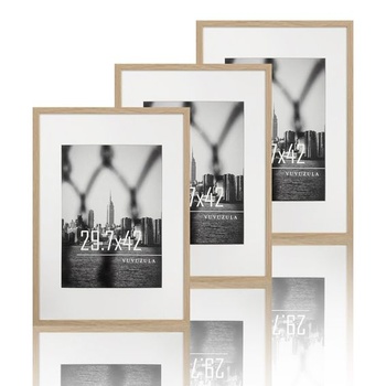 Rámy na fotografie VUVUZULA A3 30x42cm Fotorámiky Drevené rámy Dubové rámy Sada 3 ks DIN A3 s