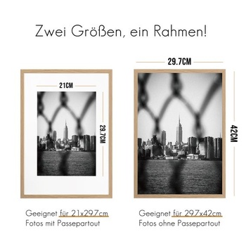 Rámy na fotografie VUVUZULA A3 30x42cm Fotorámiky Drevené rámy Dubové rámy Sada 3 ks DIN A3 s
