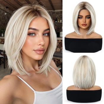 Krátka parochňa OUFEI platinová blond