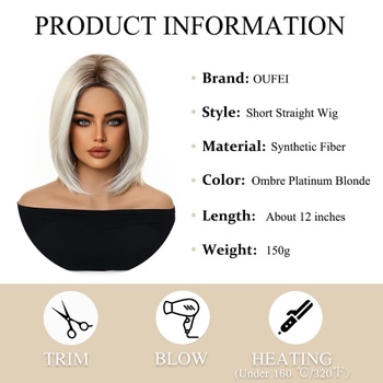 Krátka parochňa OUFEI platinová blond