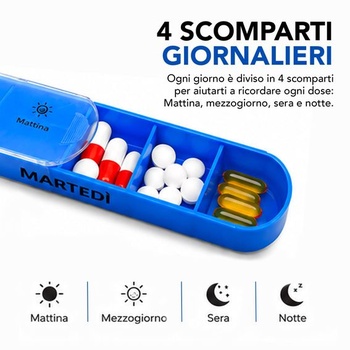 ALL4US® - Talianska krabička na lieky s 28 priehradkami – Vertikálny organizér na denné lieky, Veľká,