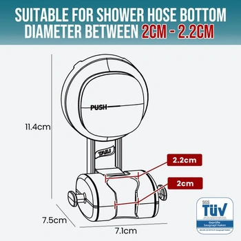 Držák sprchové hlavice s přísavkou TAILI s viditelným bezpečnostním indikátorem – bílý 11,4*7,1 cm