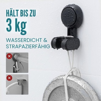Držák sprchové hlavice TAILI bez vrtání, držák sprchové hlavice s přísavkou – černý 11,4*6,4 cm