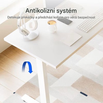 Výškovo nastaviteľný stôl Q1LW-18012-EUV2, v tvare L, 180 x 120 cm, biely - B