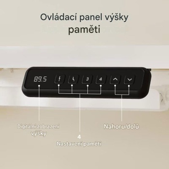 Výškovo nastaviteľný stôl Q1LW-18012-EUV2, v tvare L, 180 x 120 cm, biely - B