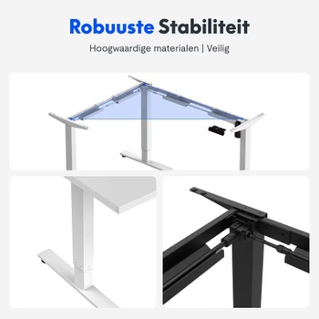 Výškovo nastaviteľný stôl Q1LW-18012-EUV2, v tvare L, 180 x 120 cm, biely - B