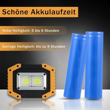 Tekstap LED pracovné svetlo, dobíjacia kempingová lampa, prenosné, 2xCOB 30W 1500LM LED pracovné