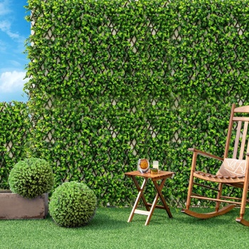 Dekoratívny umelý eukalyptový plotový panel, 180 x 90 cm, zelený - A