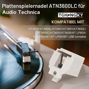 2 náhradné hroty pre gramofóny Audio-Technica ATN3600LC, náhradné hroty s čistiacou kefkou
