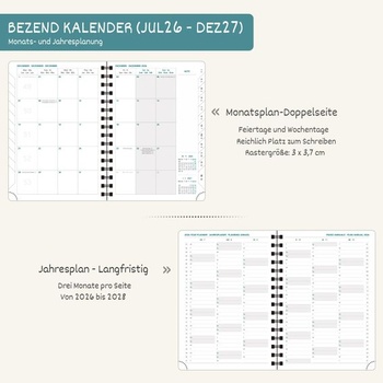 BEZEND Vreckový kalendár 2026 2027 Malý týždenný kalendár A6 15,5 x 9 cm A6 15,5 x 9 cm 2026 - 2027