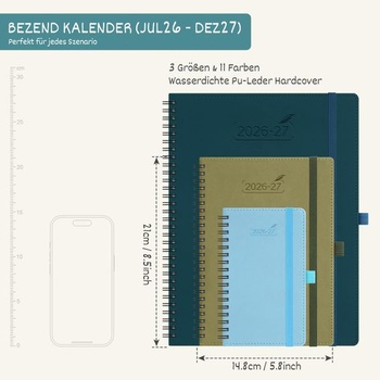 BEZEND Vreckový kalendár 2026 2027 Malý týždenný kalendár A6 15,5 x 9 cm A6 15,5 x 9 cm 2026 - 2027