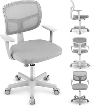 Detská otočná stolička GO-21363HS-HY s lakťovými opierkami, šedá - A