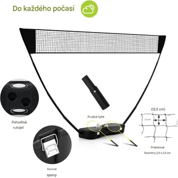 Prenosný bedmintonový set so sieťou AX16880DELZ, 270 x 33,5 x 160 cm, čierny - A
