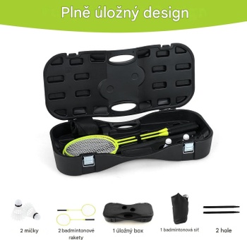 Prenosný bedmintonový set so sieťou AX16880DELZ, 270 x 33,5 x 160 cm, čierny - A