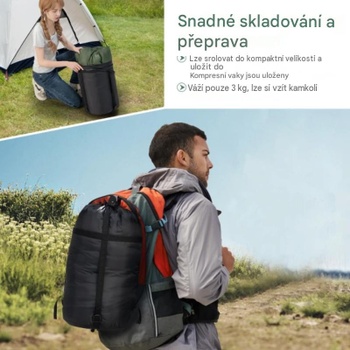 Dvojmiestny spacák 2v1 OP3650GN s 2 vankúšmi, 220 x 150 cm, zelená - A