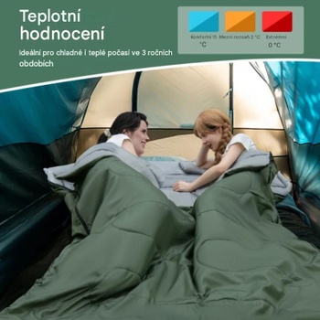 Dvojmiestny spacák 2v1 OP3650GN s 2 vankúšmi, 220 x 150 cm, zelená - A