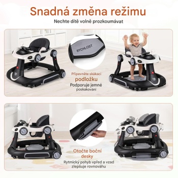 Skládací chodítko s rukojetí B0GCSGCSWG, nastavitelná výška, bílo/černé - A