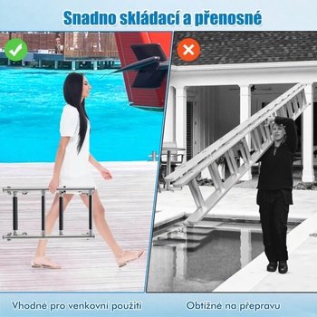 Skladací rebrík k ​​bazénu TJ10016, 3 stupne, 90 cm, nerez - A