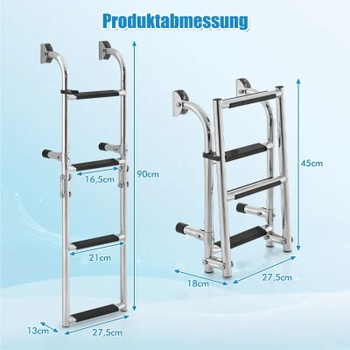 Skladací rebrík k ​​bazénu TJ10016, 3 stupne, 90 cm, nerez - A