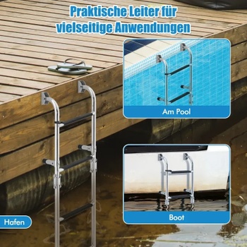 Skladací rebrík k ​​bazénu TJ10016, 3 stupne, 90 cm, nerez - A