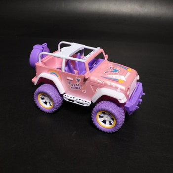 Růžové autíčko na dálkové ovládání DEERC pro dívky s mlhou a hudbou, 1:16 RC auto s LED světly pro