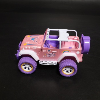 Růžové autíčko na dálkové ovládání DEERC pro dívky s mlhou a hudbou, 1:16 RC auto s LED světly pro