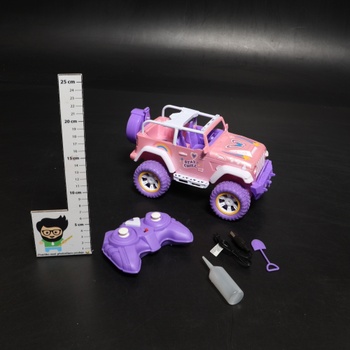 Růžové autíčko na dálkové ovládání DEERC pro dívky s mlhou a hudbou, 1:16 RC auto s LED světly pro